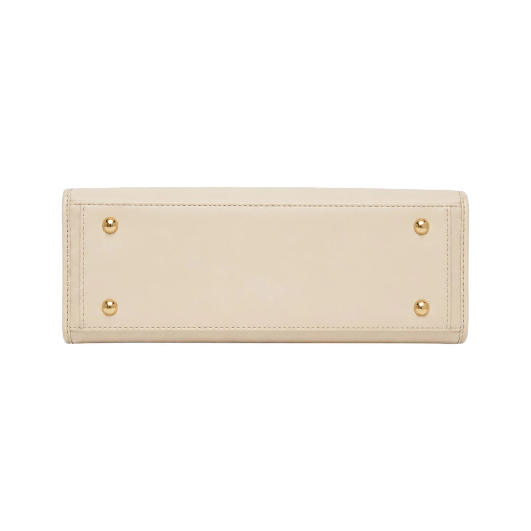 Veyrona Beige Quilted Satchel Handbag