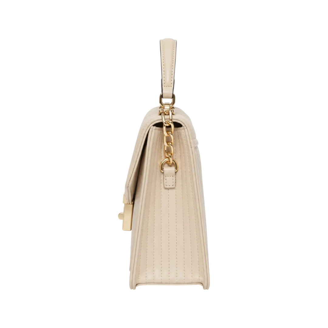 Veyrona Beige Quilted Satchel Handbag