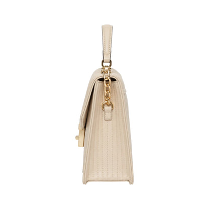 Veyrona Beige Quilted Satchel Handbag
