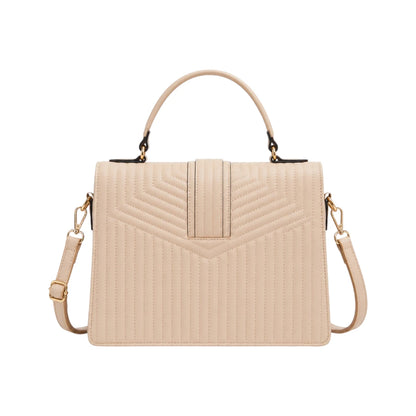 Veyrona Beige Quilted Satchel Handbag