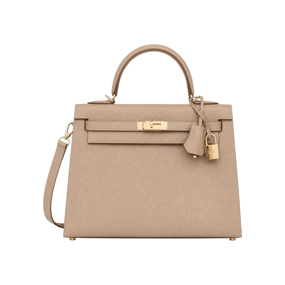 Veyrona Beige faux leather Structured Satchel Handbag