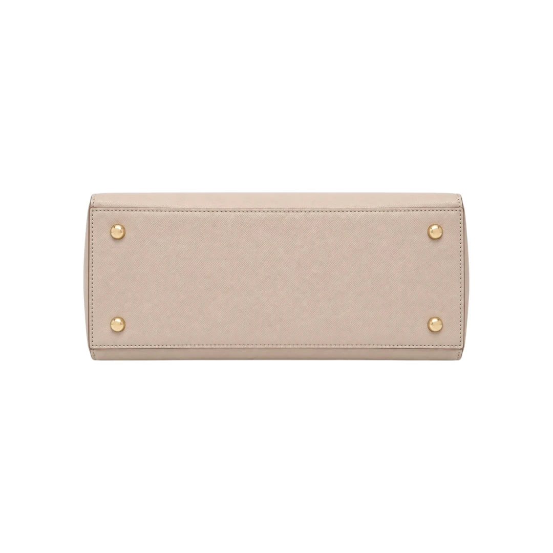 Veyrona Beige faux leather Structured Satchel Handbag