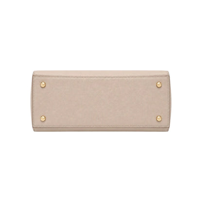 Veyrona Beige faux leather Structured Satchel Handbag