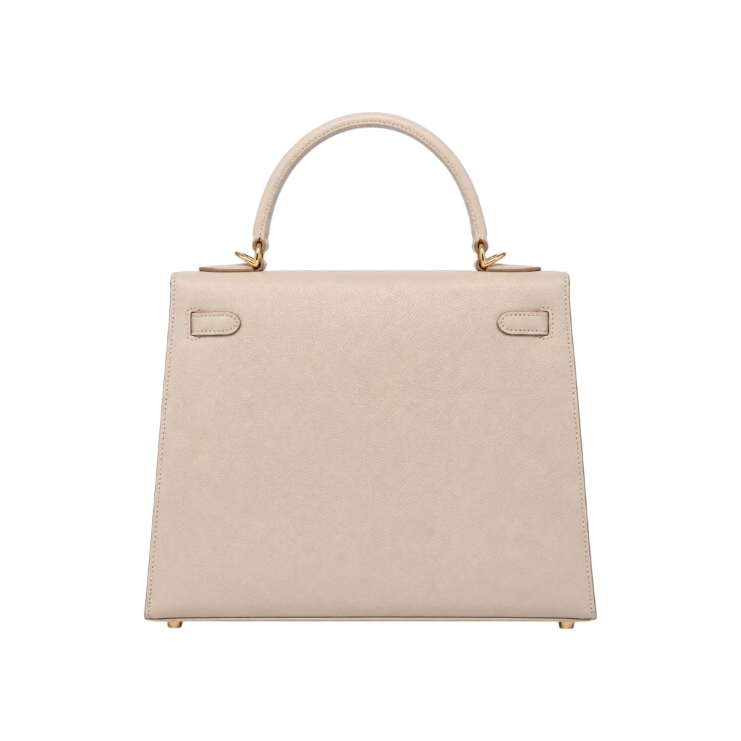 Veyrona Beige faux leather Structured Satchel Handbag