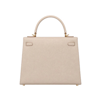 Veyrona Beige faux leather Structured Satchel Handbag